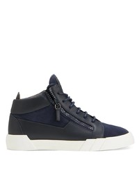 Baskets basses en cuir bleu marine Giuseppe Zanotti