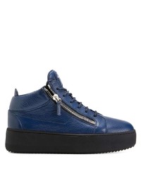 Baskets basses en cuir bleu marine Giuseppe Zanotti