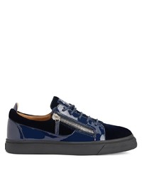 Baskets basses en cuir bleu marine Giuseppe Zanotti