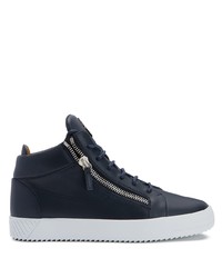 Baskets basses en cuir bleu marine Giuseppe Zanotti