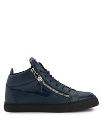 Baskets basses en cuir bleu marine Giuseppe Zanotti