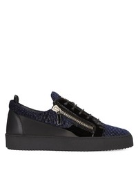 Baskets basses en cuir bleu marine Giuseppe Zanotti