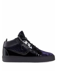 Baskets basses en cuir bleu marine Giuseppe Zanotti