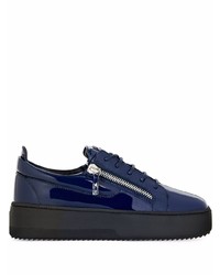 Baskets basses en cuir bleu marine Giuseppe Zanotti