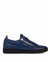 Baskets basses en cuir bleu marine Giuseppe Zanotti