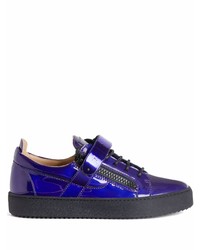 Baskets basses en cuir bleu marine Giuseppe Zanotti