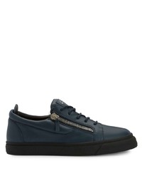 Baskets basses en cuir bleu marine Giuseppe Zanotti