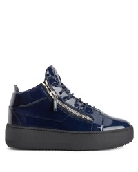 Baskets basses en cuir bleu marine Giuseppe Zanotti