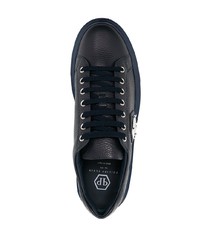 Baskets basses en cuir bleu marine Philipp Plein