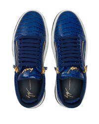 Baskets basses en cuir bleu marine Giuseppe Zanotti