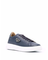 Baskets basses en cuir bleu marine Philipp Plein