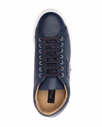 Baskets basses en cuir bleu marine Philipp Plein