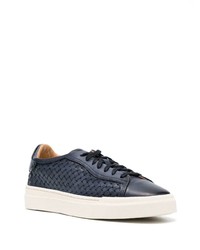 Baskets basses en cuir bleu marine Santoni