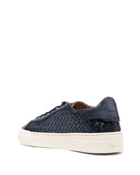 Baskets basses en cuir bleu marine Santoni