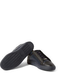 Baskets basses en cuir bleu marine Brioni