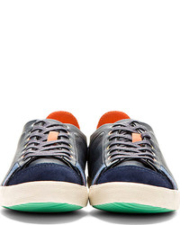 Baskets basses en cuir bleu marine Paul Smith