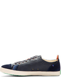 Baskets basses en cuir bleu marine Paul Smith