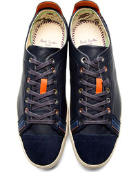 Baskets basses en cuir bleu marine Paul Smith