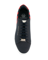 Baskets basses en cuir bleu marine Philipp Plein