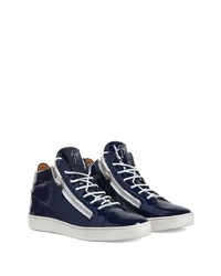 Baskets basses en cuir bleu marine Giuseppe Zanotti