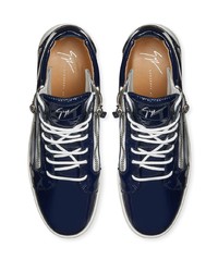 Baskets basses en cuir bleu marine Giuseppe Zanotti