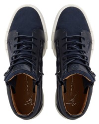 Baskets basses en cuir bleu marine Giuseppe Zanotti