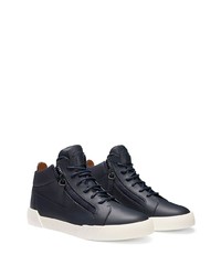 Baskets basses en cuir bleu marine Giuseppe Zanotti