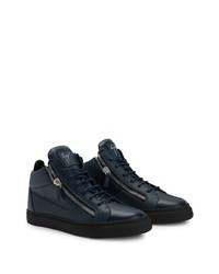 Baskets basses en cuir bleu marine Giuseppe Zanotti