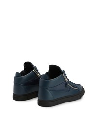 Baskets basses en cuir bleu marine Giuseppe Zanotti