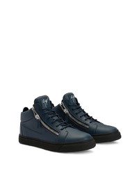 Baskets basses en cuir bleu marine Giuseppe Zanotti