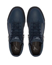 Baskets basses en cuir bleu marine Giuseppe Zanotti