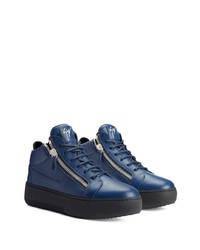 Baskets basses en cuir bleu marine Giuseppe Zanotti