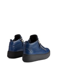 Baskets basses en cuir bleu marine Giuseppe Zanotti