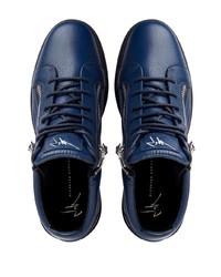 Baskets basses en cuir bleu marine Giuseppe Zanotti