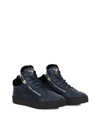 Baskets basses en cuir bleu marine Giuseppe Zanotti