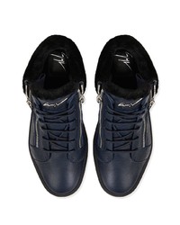 Baskets basses en cuir bleu marine Giuseppe Zanotti