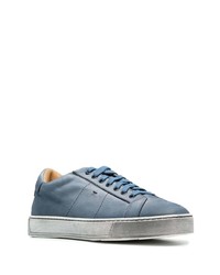 Baskets basses en cuir bleu marine Santoni