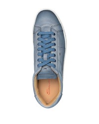 Baskets basses en cuir bleu marine Santoni