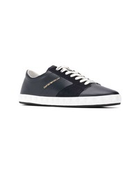 Baskets basses en cuir bleu marine Emporio Armani