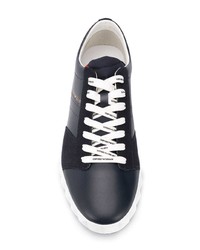 Baskets basses en cuir bleu marine Emporio Armani