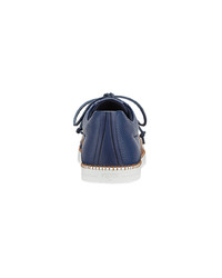 Baskets basses en cuir bleu marine Fendi