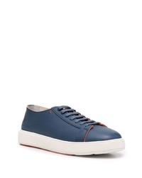 Baskets basses en cuir bleu marine Santoni