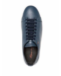 Baskets basses en cuir bleu marine Santoni