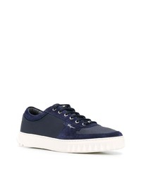 Baskets basses en cuir bleu marine Salvatore Ferragamo