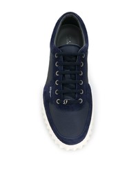 Baskets basses en cuir bleu marine Salvatore Ferragamo