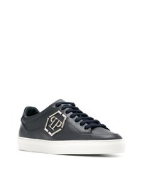 Baskets basses en cuir bleu marine Philipp Plein