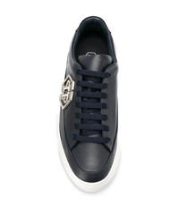 Baskets basses en cuir bleu marine Philipp Plein