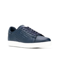 Baskets basses en cuir bleu marine Ea7 Emporio Armani