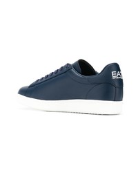 Baskets basses en cuir bleu marine Ea7 Emporio Armani