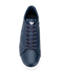 Baskets basses en cuir bleu marine Ea7 Emporio Armani